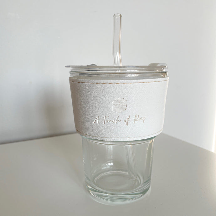 Signature White Reusable Glass Cup